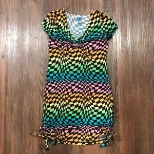 Small teen dress. Cut and braided in the center chest.
